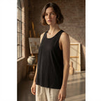 Mountain Ridge Black Racerback Cotton Tank Top with Relaxed