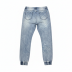 Conner's Men's Light Blue Distressed Paneled Denim Joggers