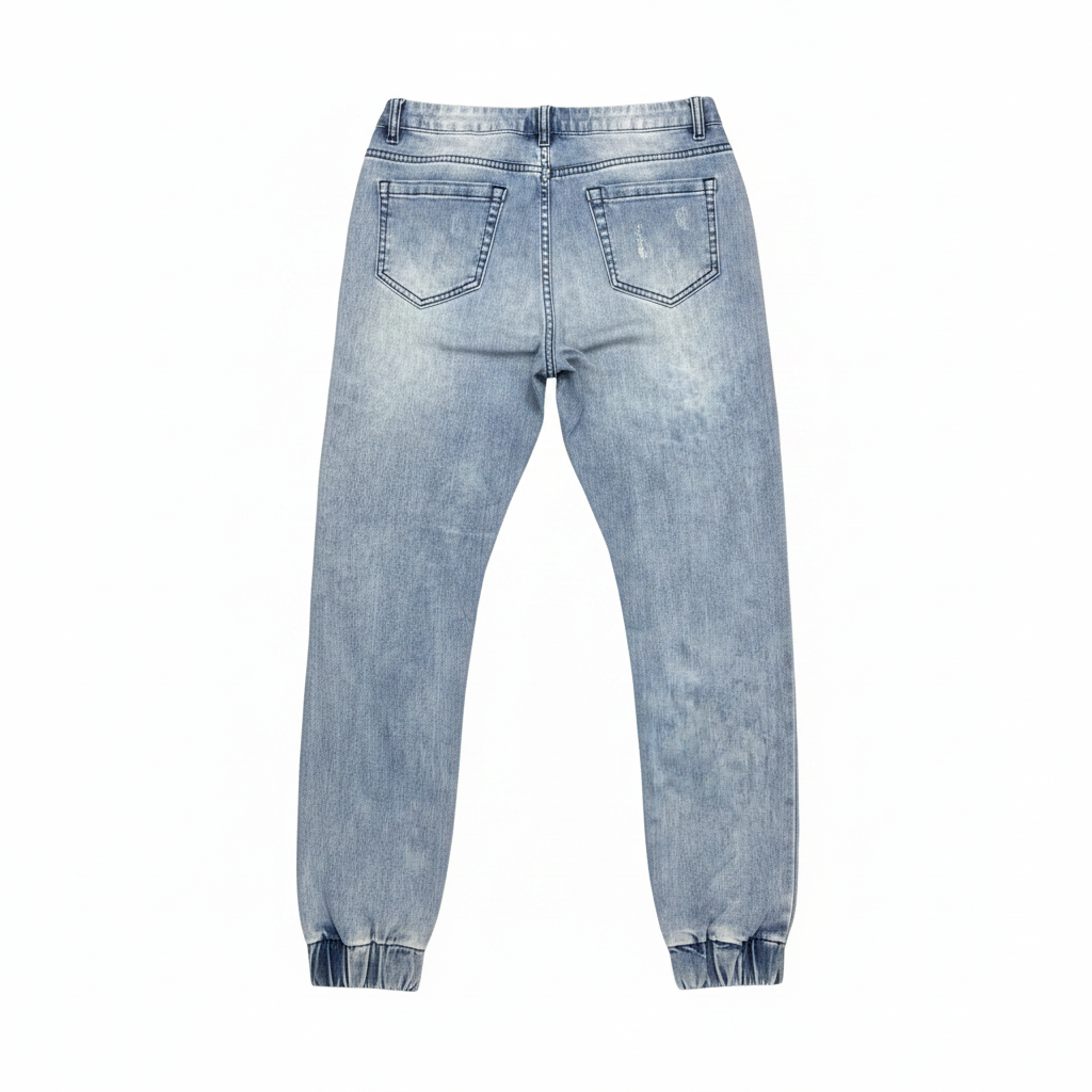 Conner's Men's Light Blue Distressed Paneled Denim Joggers
