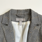 H&M Women's Grey Plaid Single-Button Tailored Blazer