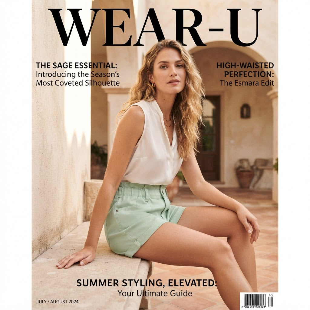 esmara Mint Green High-Waisted Elasticated Waist Denim Short