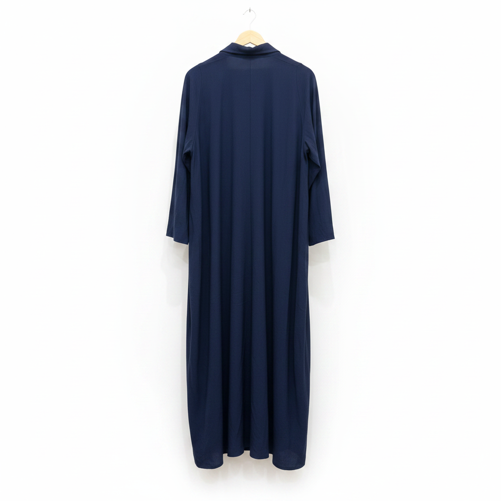 ELLAN Women's Navy Blue Shawl Collar Open-Front Abaya