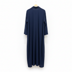 ELLAN Women's Navy Blue Shawl Collar Open-Front Abaya