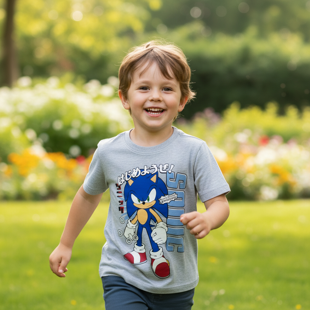 Kids Sonic The Hedgehog Grey Graphic T-Shirt