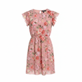 Boohoo Pink Floral Ruffle Sleeve Mini Dress Size UK 8
