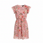 Boohoo Pink Floral Ruffle Sleeve Mini Dress Size UK 8