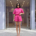 SHEIN Hot Pink Relaxed Shirt and Shorts Co-ord Set