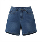 Women's High-Waisted Relaxed Fit Denim Shorts in Blue