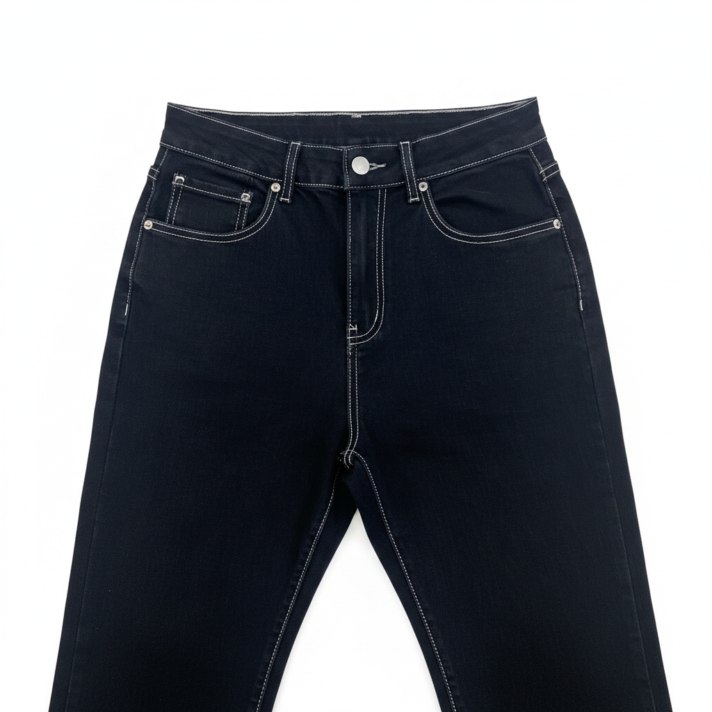 Women's Black Flare Jeans with White Contrast Stitching