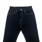 Women's Black Flare Jeans with White Contrast Stitching