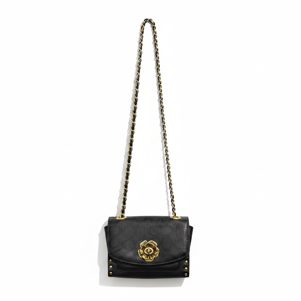 Vintage Style Floral Monogram Crossbody Bag with Chain