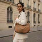MICHAEL KORS Tan Grained Leather Hobo Shoulder Bag