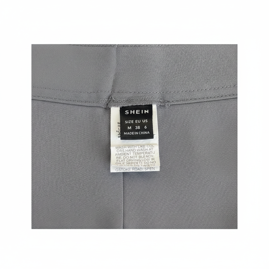 SHEIN Women's Grey High-Waisted Pleated Tapered Trousers