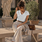 anko White V-Neck Cap-Sleeve Boxy Top