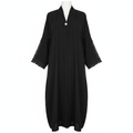 Elegant Black Embroidered Open Front Abaya