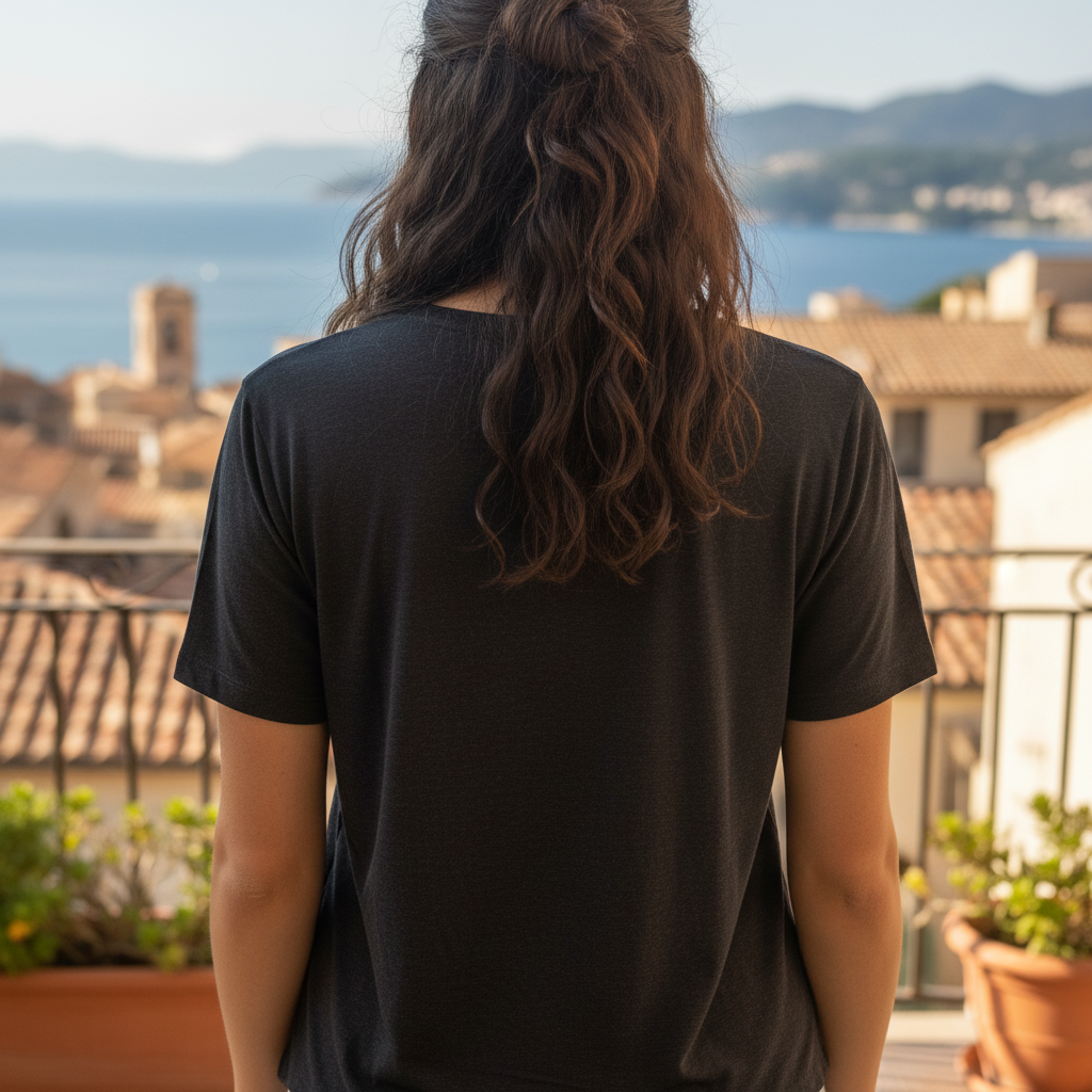 Women's Charcoal Black V-Neck Relaxed T-Shirt