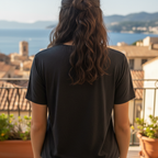 Women's Charcoal Black V-Neck Relaxed T-Shirt