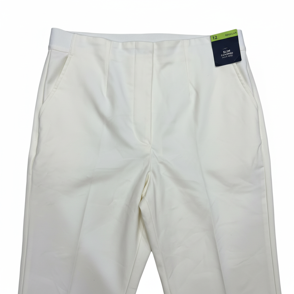 Marks & Spencer White Slim Cropped High Rise Trousers