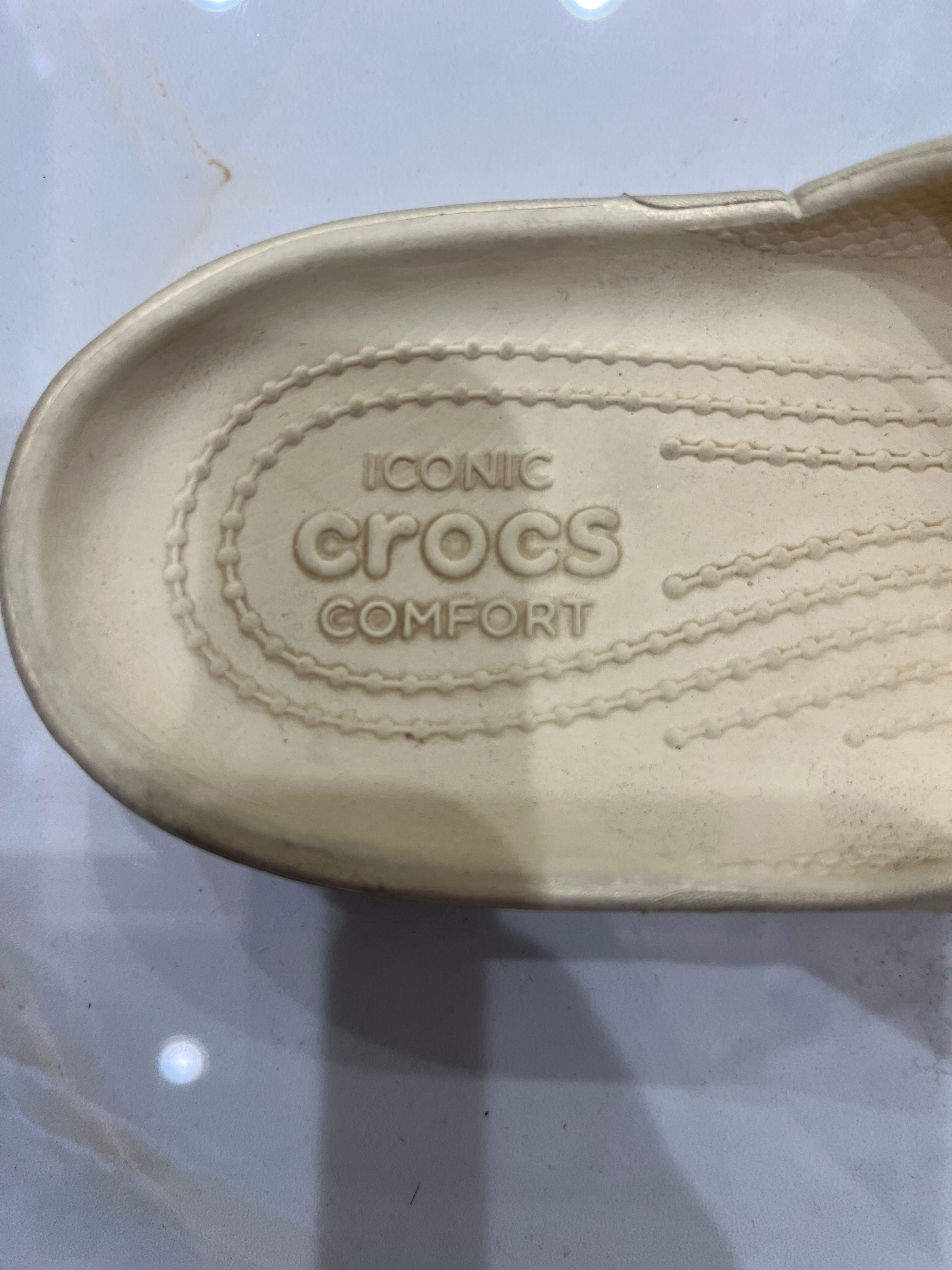 Crocs Cream Embellished Platform Slide Sandals with Crystals