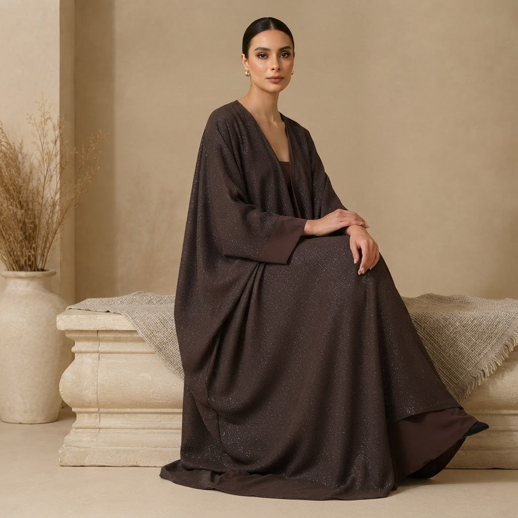 represent Chocolate Brown Shimmer Kaftan-Style Floor-Length