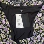 Women's Black Mini Skirt with Purple Floral Print