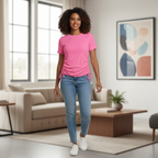 F&F Women's Pink Ribbed Ruched Side T-Shirt
