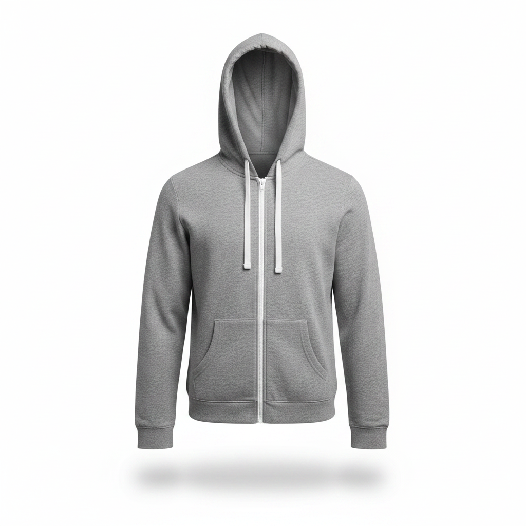 Premium Men's Heather Grey Full Zip-Up Hoodie