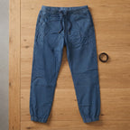 Slate Blue Drawstring Elastic Waist Trousers