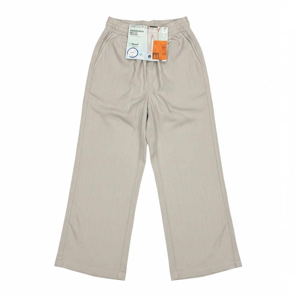 Women's Light Blue Wide Leg Lyocell Drawstring Trousers