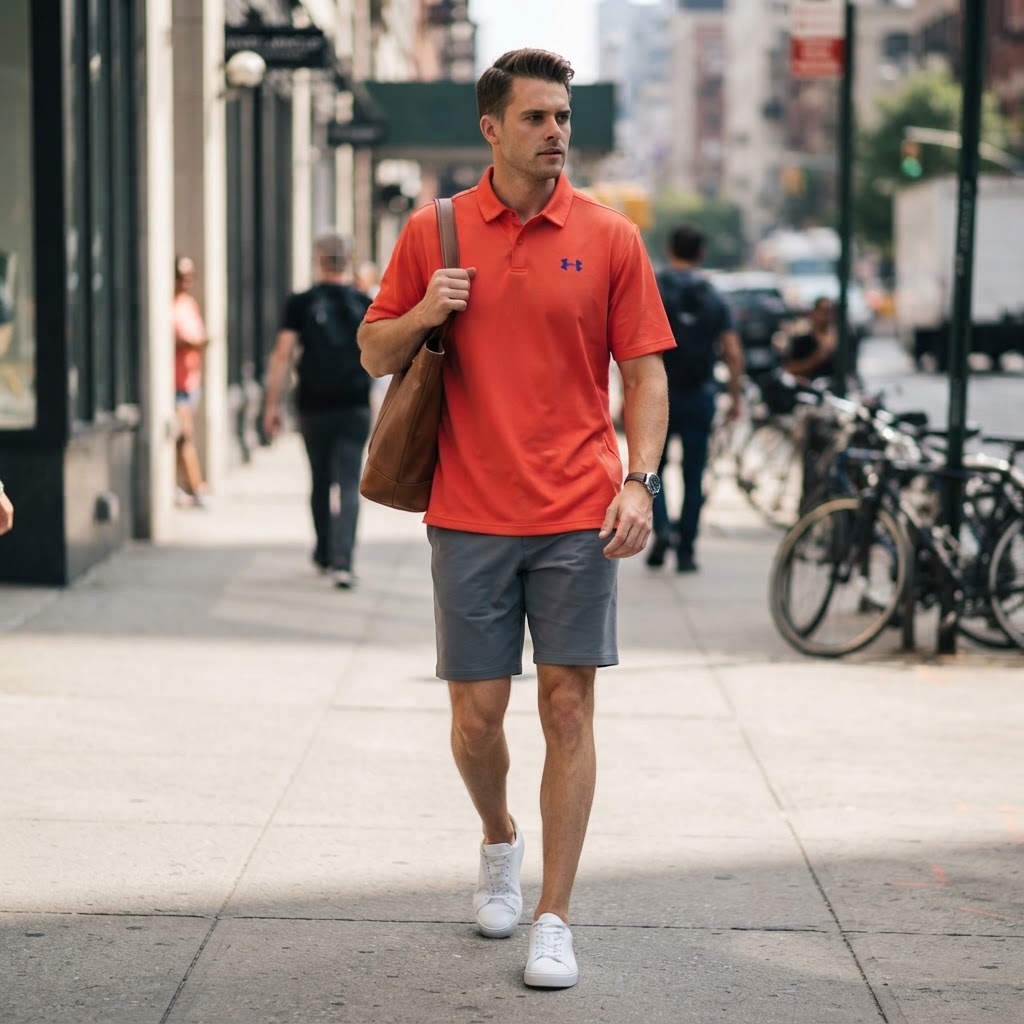 Under Armour Orange-Red Performance Polo Shirt Short Sleeve