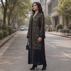 guess Black Guipure Lace Long-Sleeve Ankle Dress with Nude T