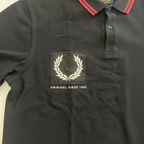 FRED PERRY Men's Black Patch-Detail Cotton Polo Shirt