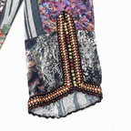 Women's Patchwork Print Embellished Maxi Kaftan Dress