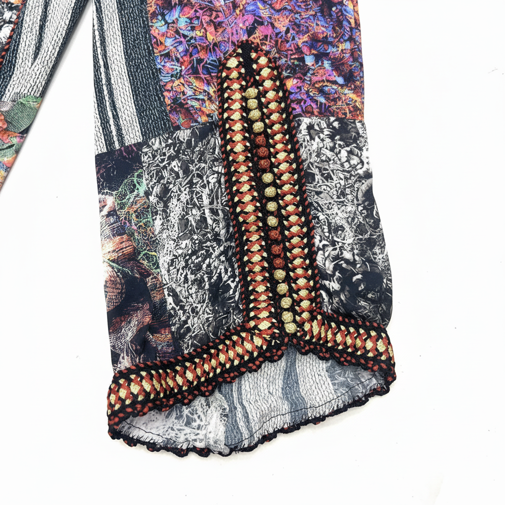 Women's Patchwork Print Embellished Maxi Kaftan Dress