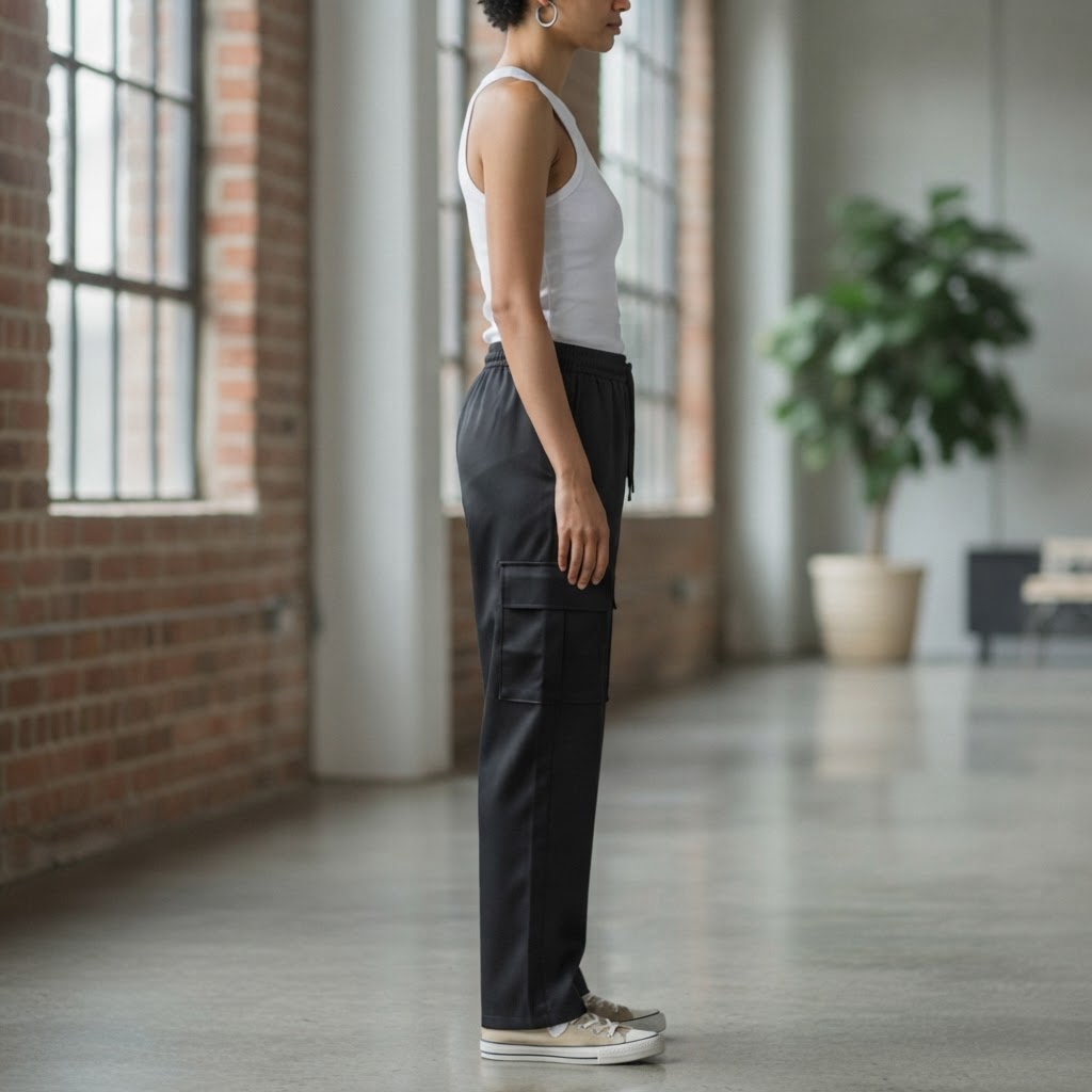 FORZA Black Relaxed Fit Cargo Trousers with Drawstring Waist