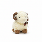 Plush Sheep Ram Toy with Plaid Bow - Kids Stuffed Animal
