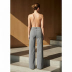 Mango Medium Grey Wide Leg Jeans with Curved Waistband