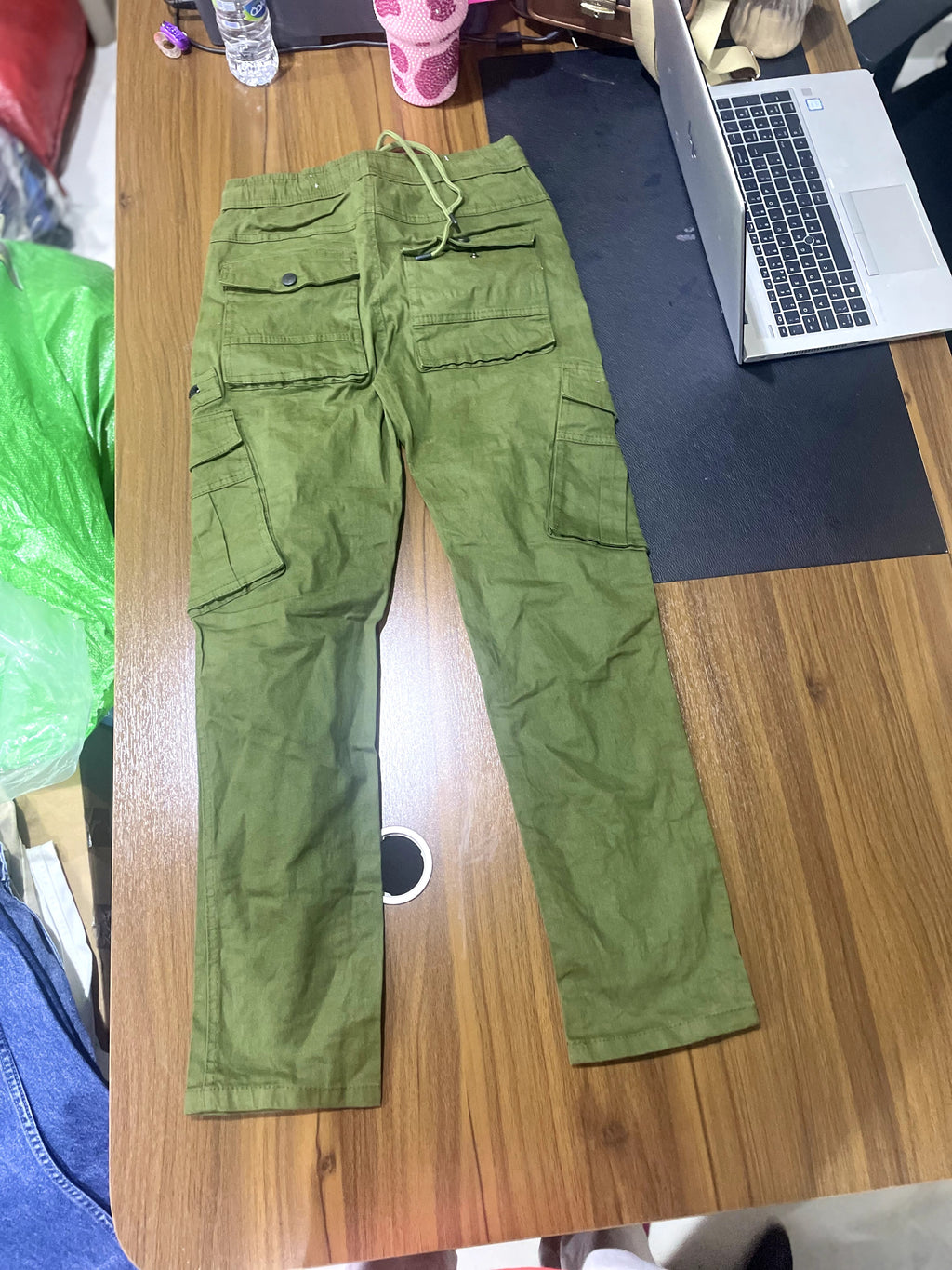 KILL'S Olive Green Loose Fit Multi-Pocket Cargo Trousers