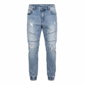 Conner's Men's Light Blue Distressed Paneled Denim Joggers