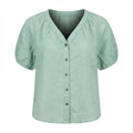 Women's Sage Green Linen Relaxed Button-Down Blouse