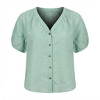Women's Sage Green Linen Relaxed Button-Down Blouse