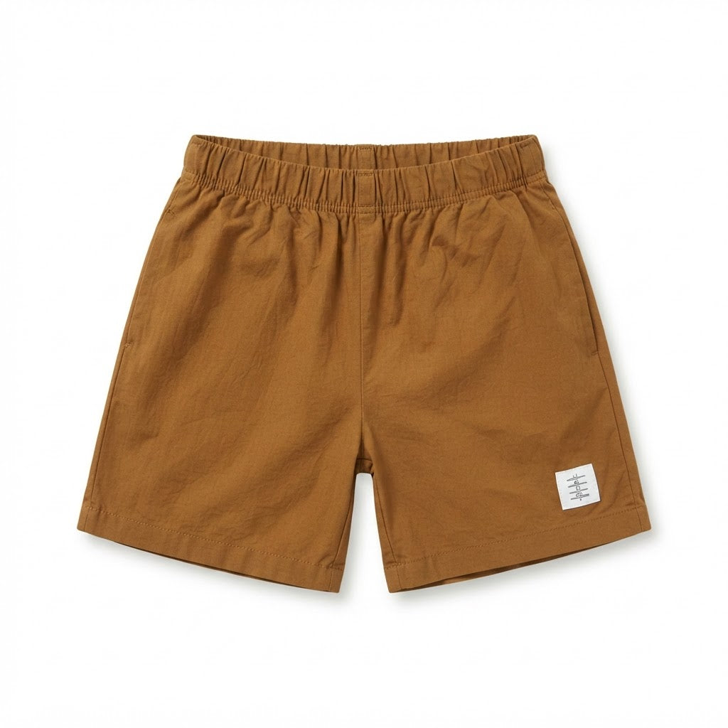 SHEIN Caramel Brown Kids Relaxed Fit Pull-On Casual Shorts