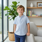Next Kids Blue & White Striped Short Sleeve Cotton Shirt