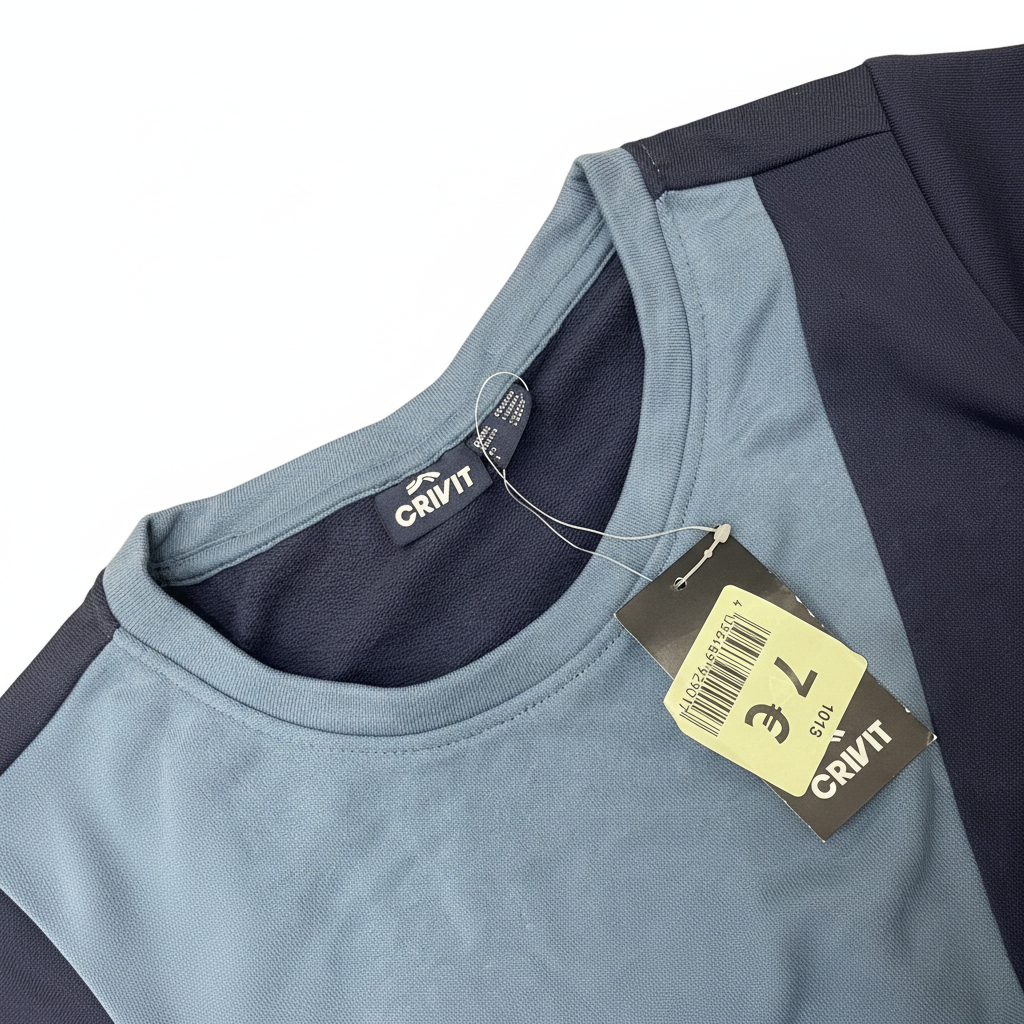 CRIVIT Men's Color-Block Crewneck Sweatshirt - Navy/Grey