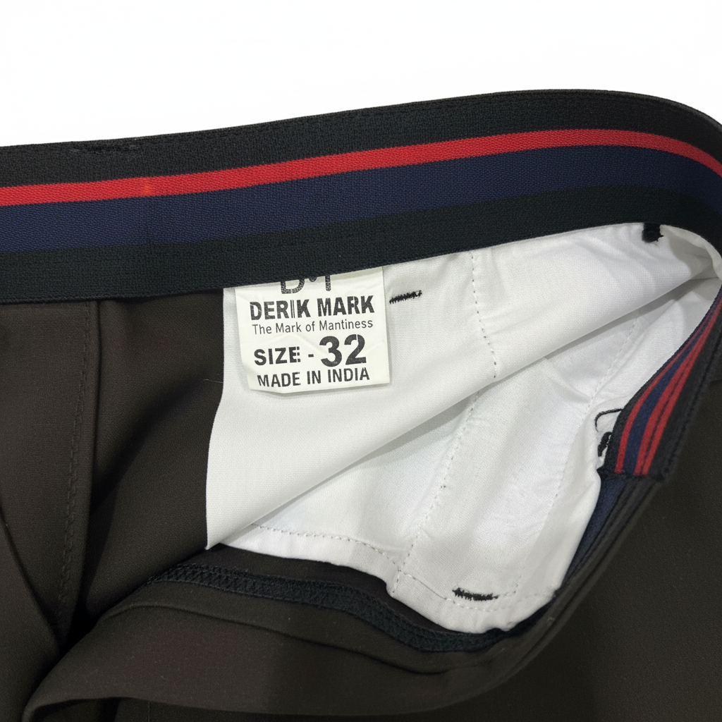 DERIK MARK Men's Slim-Fit Black Cotton Chino Trousers