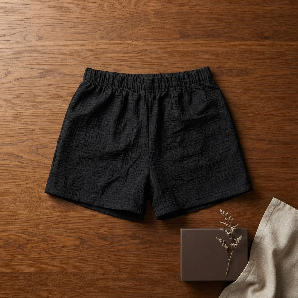 SHEIN Black Smocked Waist Infant Shorts