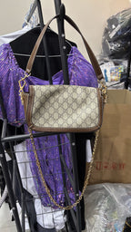 GUCCI 650833 Monogram Small Flap Shoulder Bag with Horsebit