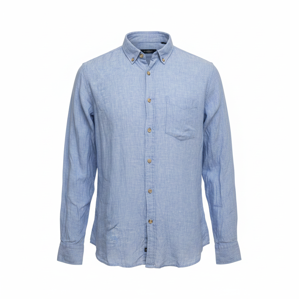 LC Waikiki Classic Men's Light Blue Linen Shirt - XL