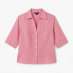 [WearU Generated:merch_clean_front] Tracy M. Rose Pink Linen-Blend Pintuck Blouse – merch clean front