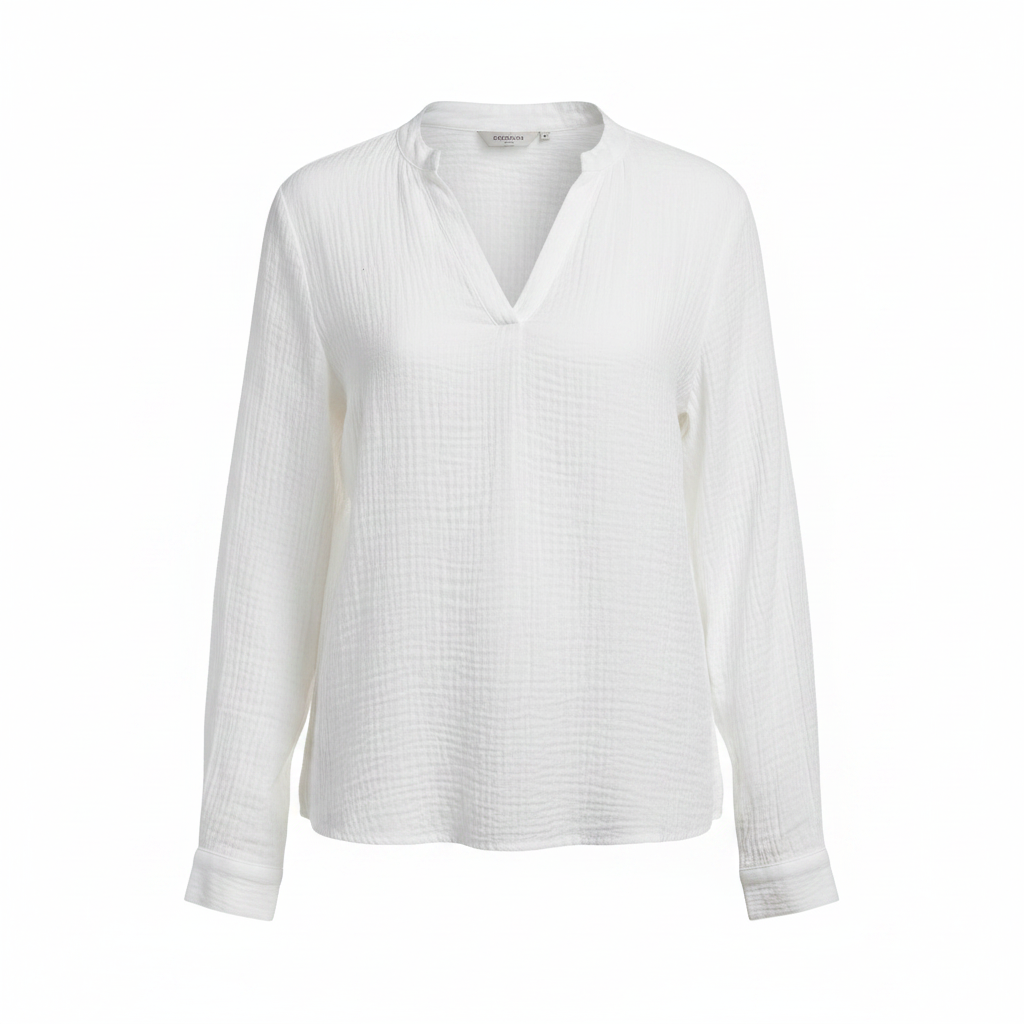 Esmara Women's White Crinkle Cotton V-Neck Blouse